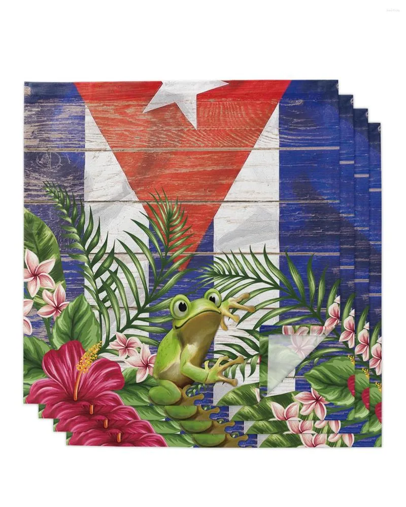Vintage Puerto Rico Flag And Frog Flower Wood Bird Napkins Set Of 4/6/8