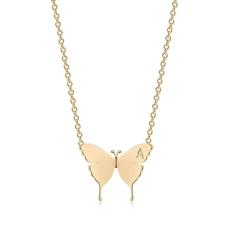 Colares de pingente 26 pçs / set A-Z delicado colar inicial para mulheres atacado borboleta carta minimalista personalizado jóias pingente