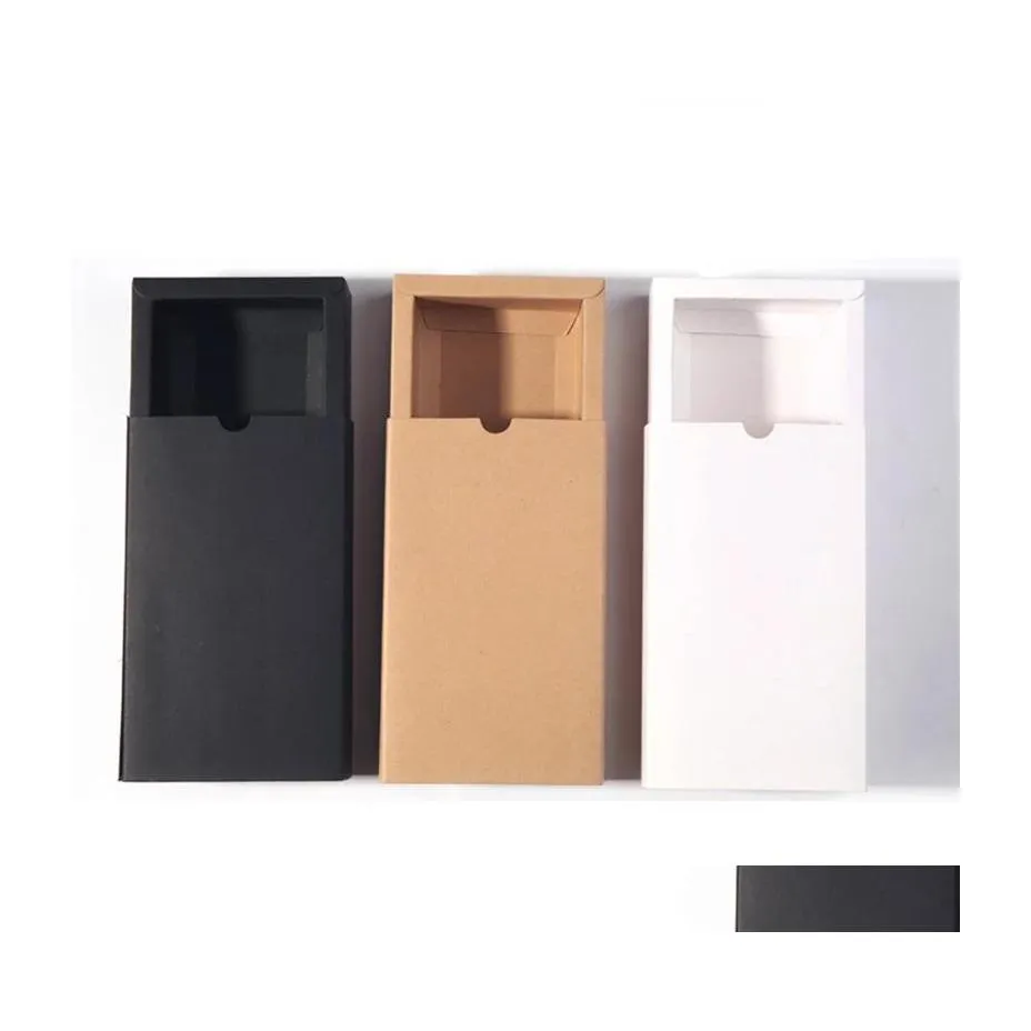 포장 상자 블랙 크래프트 종이 선물 상자 흰색 포장 판지 웨딩 베이비 샤워 쿠키 섬세한 DER 드롭 배달 사무소 Scho DHSIP