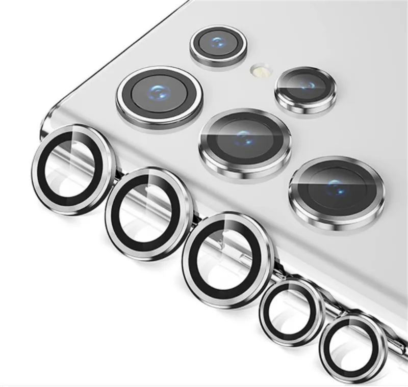 Metalen heldere cameralenscherm beschermer 3d 9h gehard glas voor Samsung Galaxy S23 Ultra S23 mobiele telefoon