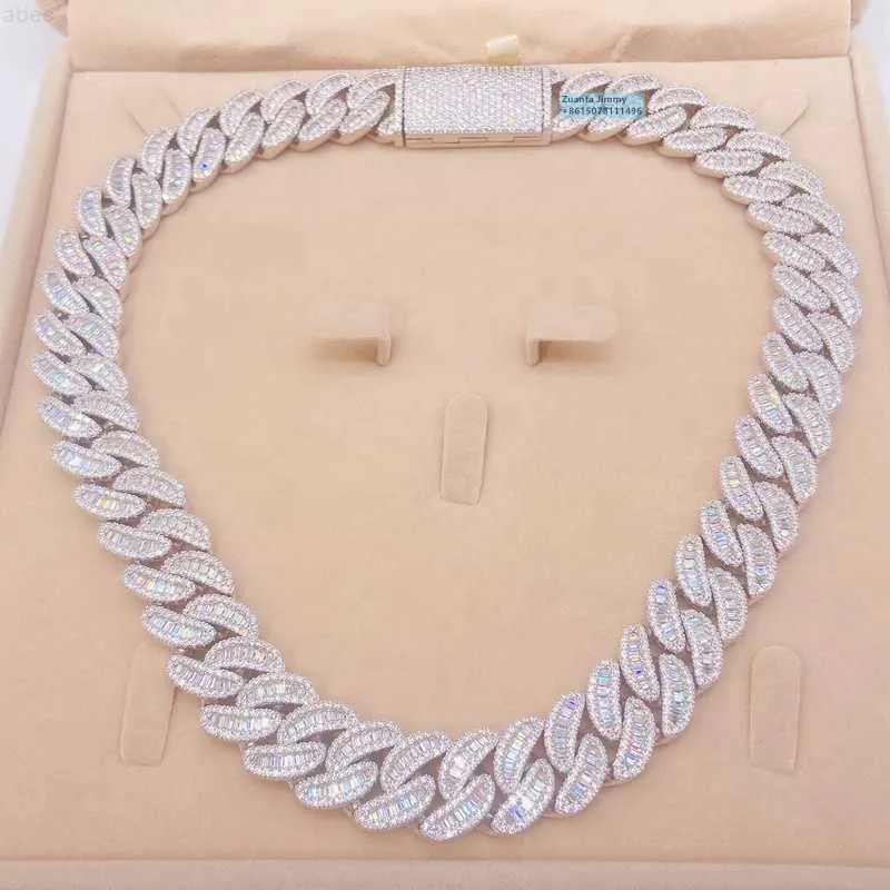 Buss Down Pass Diamond Tester 18mm Big Guy zwaarder Iced Out VVS Baguette Moissanite Diamond Miami Cuban Link Chain