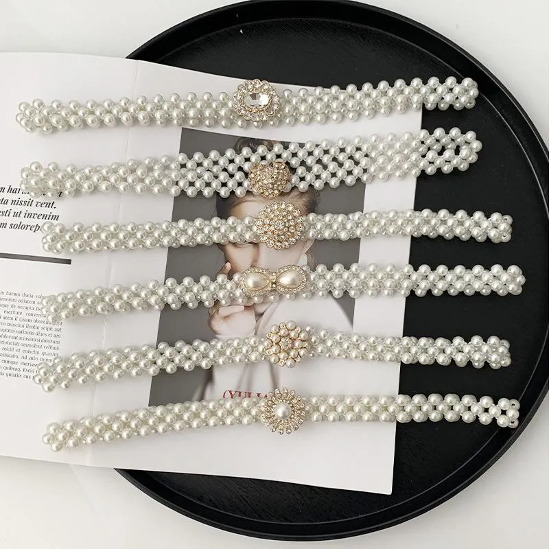 Belts Fashion Temperament Elastic Waist Chain Women's Belt Rhinestone Diamond Pearl Dress Skirt Slim GirdleBelts