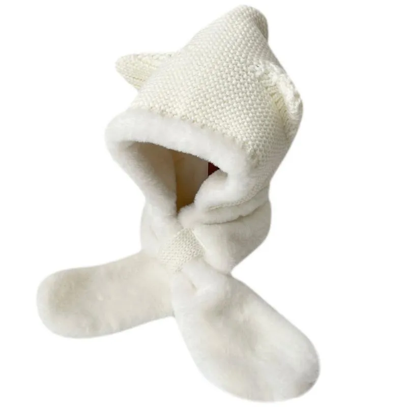 Bérets 48-54cm oreilles de Niche une pièce tricot chapeau d'hiver écharpe thermique belle tricoté tout-match chaud pour les enfants enfants 101A