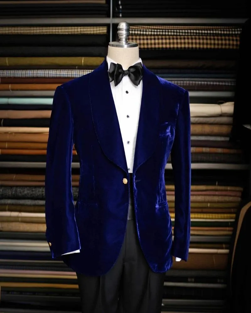 Men's Suits & Blazers (Jacket Pants) Autumn Royal Blue Business 2 Piece Groom Tuxedos For Wedding Formal Prom Suit Party Evening Blazer Cust