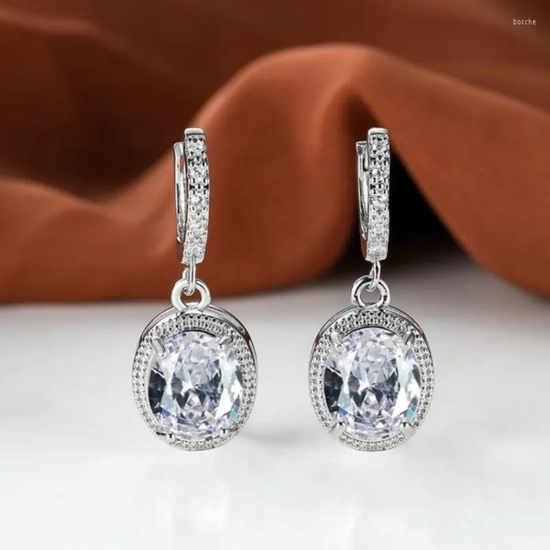 Backs Earrings Eparbers Trendy Luxury Oval Shape Coloful Crystal Zircon Clip On Hoop Wedding For Women Party Jewelry