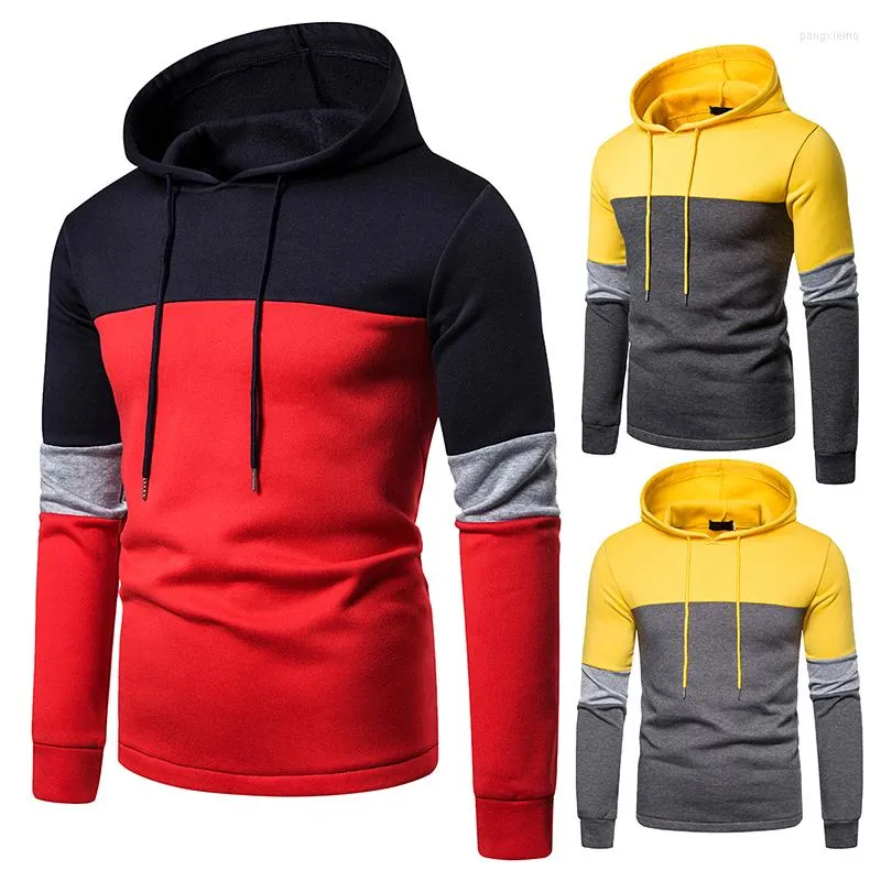 Hommes Hoodies Hommes Streetwear Trois Couleurs Couture Splice Mode Sweat À Capuche À Manches Longues Marque Pull À Capuche