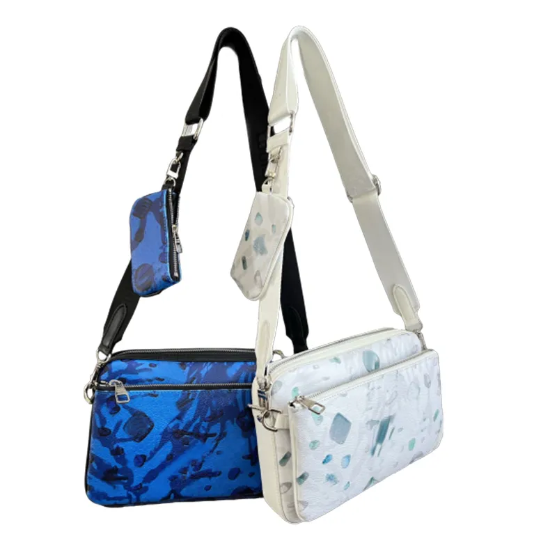 مصمم حقيبة Messenger 3pcs مجموعة Pochette للرجال أكياس الكتف Crossbody Graffiti Luxury Man Handbags محفظة محفظة حقيبة أزياء