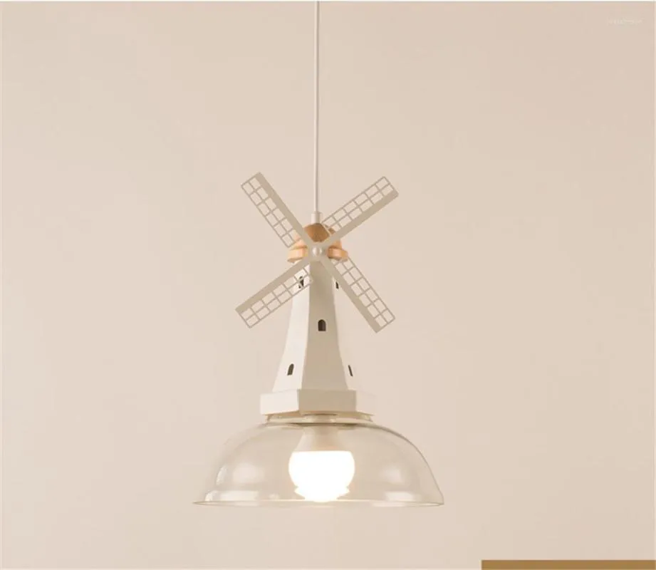 Lampes suspendues Nordic LED Moulin à vent Verre Lumières Éclairage pour salon Chambre Loft Café Maison Décoration intérieure suspendue