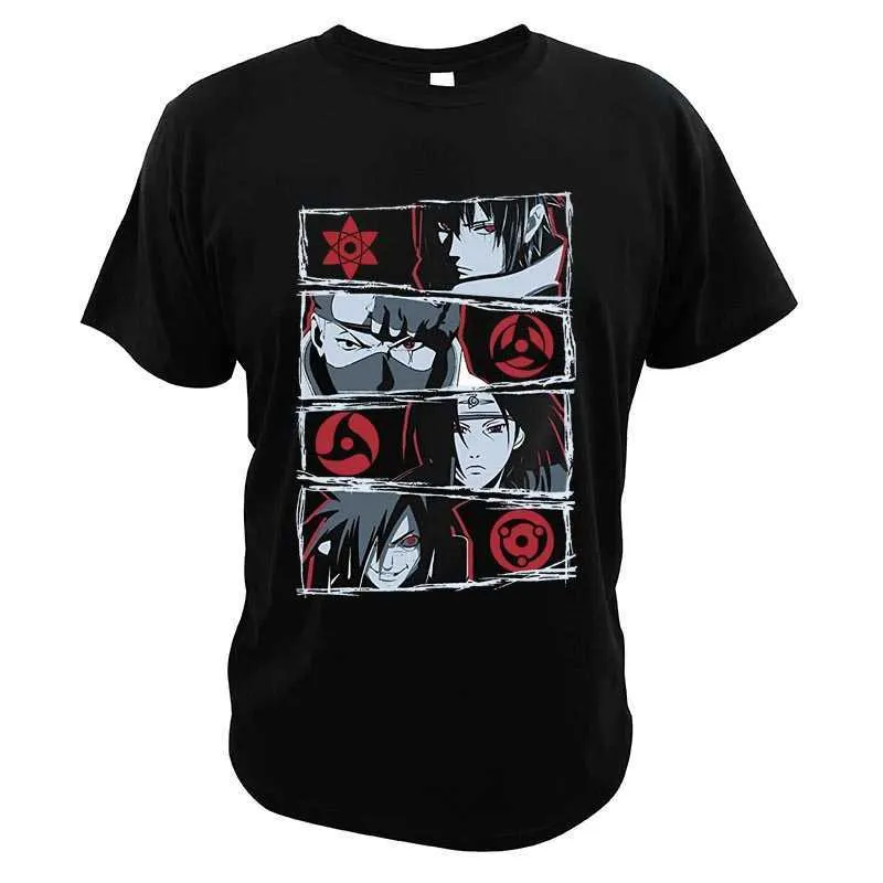 Herr t-shirts manga t skjortor anime uchiha ögon tryckt halv ärm avslappnad rund nacke män topp grafik t skjortor casual anime kläder o-hals g230303