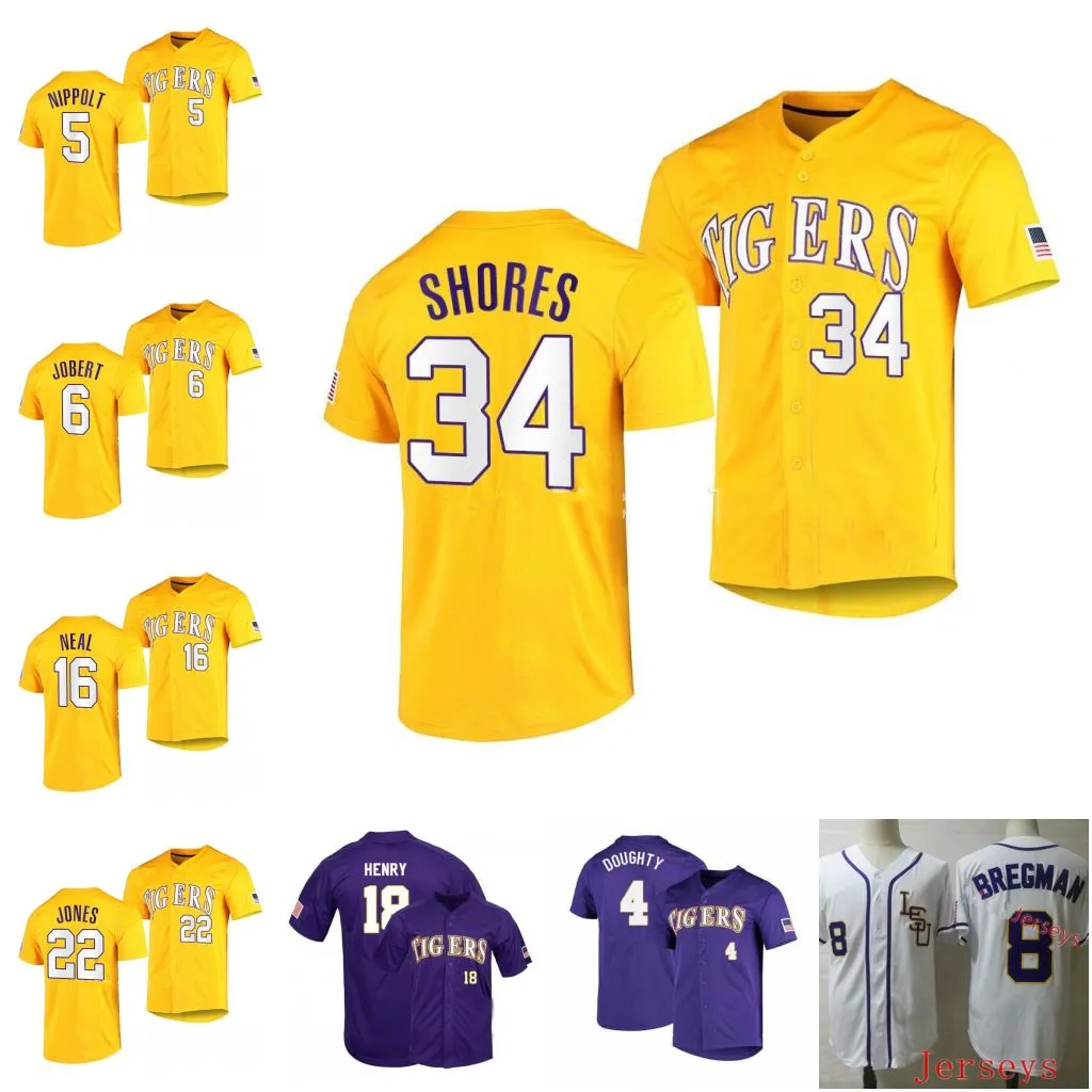 16 Brady Neal College LSU Tigers Baseball Jersey Alex Bregman LeMahieu Aaron Nola Aaron Hill Jared Jones Dylan Crews Tre Morgan Gavin Dugas Chase Shores Jerseys