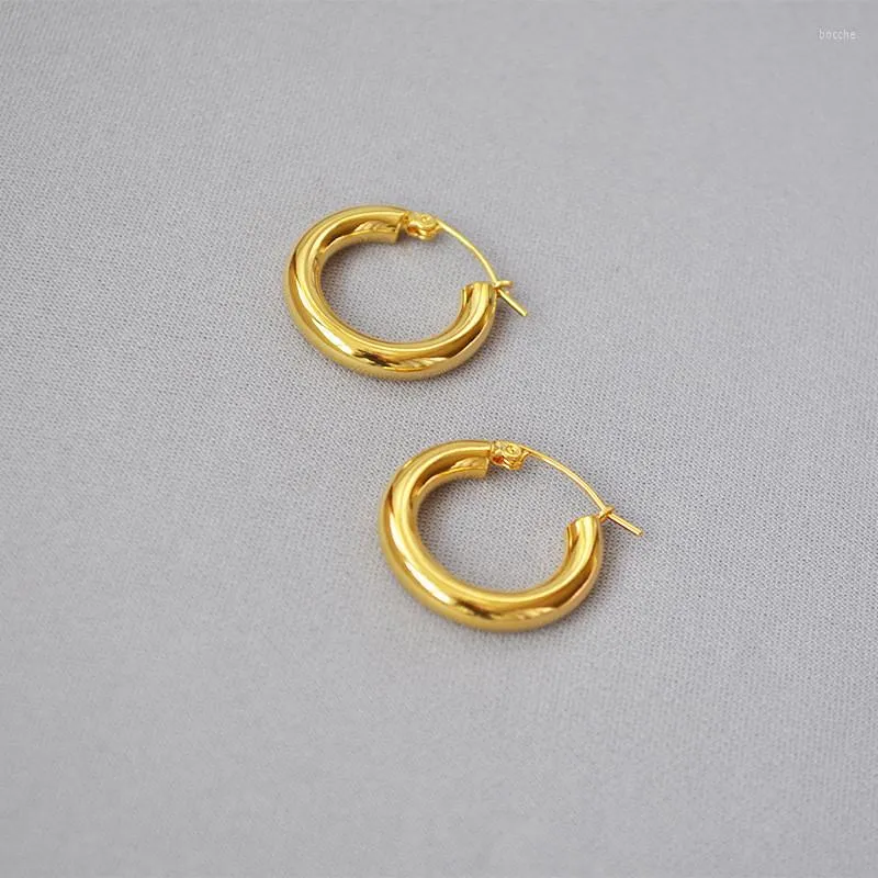 Backs Boucles d'oreilles Joolim Finition dorée haut de gamme Boucles d'oreilles torsadées Huggie Hoop Design Bijoux