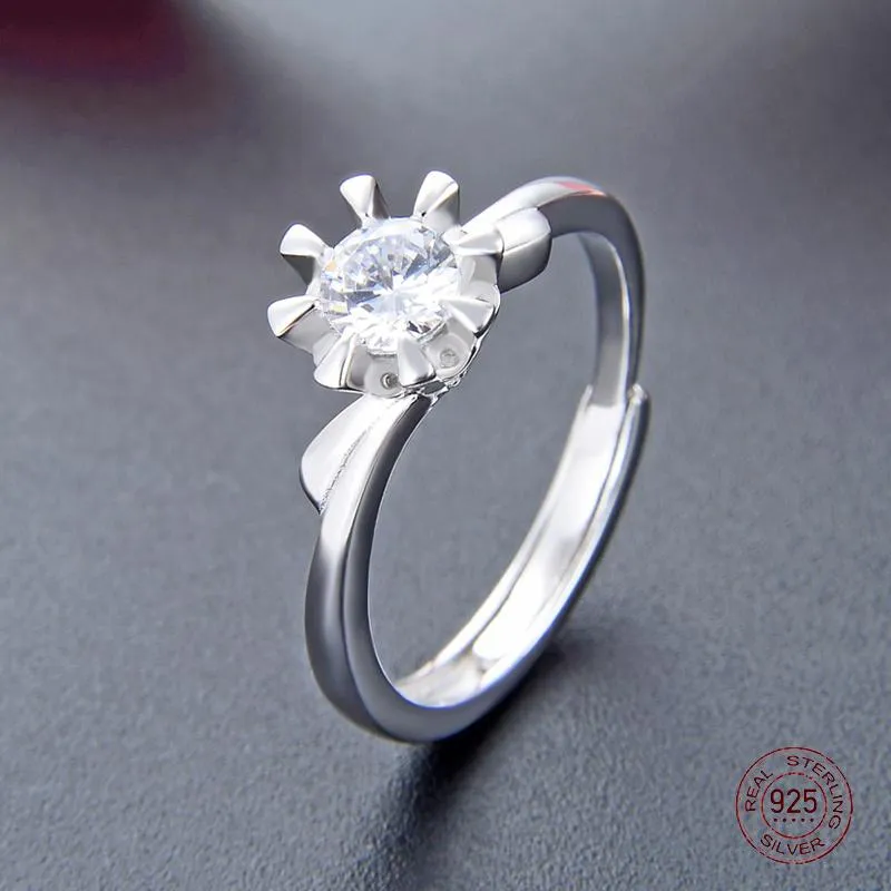 Cluster Anneaux 2023 Arrivée S925 En Argent Sterling À La Mode Platine Plaqué Anneau Redimensionnable Prong Réglage Zircon De Luxe Bijoux Cadeau Pour Les Femmes