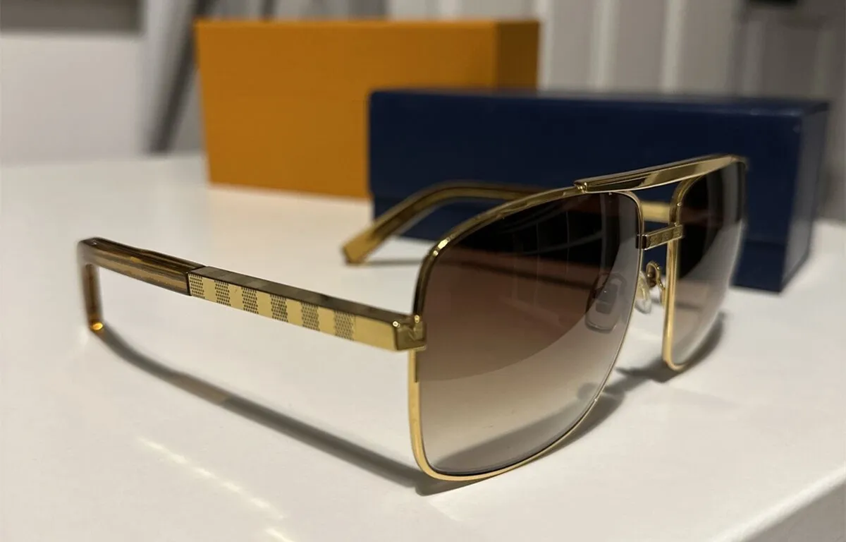 Роскошные модные классические солнцезащитные очки для мужчин 0259 Металлическая квадратная золотая оправа UV400 дизайнерские солнцезащитные очки в винтажном стиле Защитные мужские очки с коробкой
