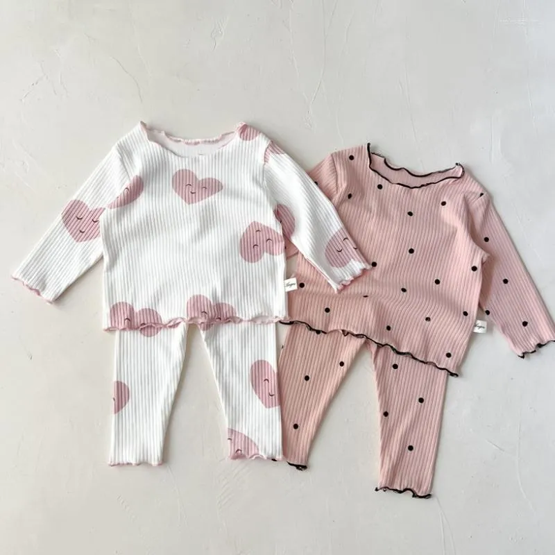 Kleidung Sets Kinder Baby Mädchen Kleidung Set Frühling Herbst Dot Print Pyjamas Für Kleinkinder Sleeper Tragen Outfits Anzüge