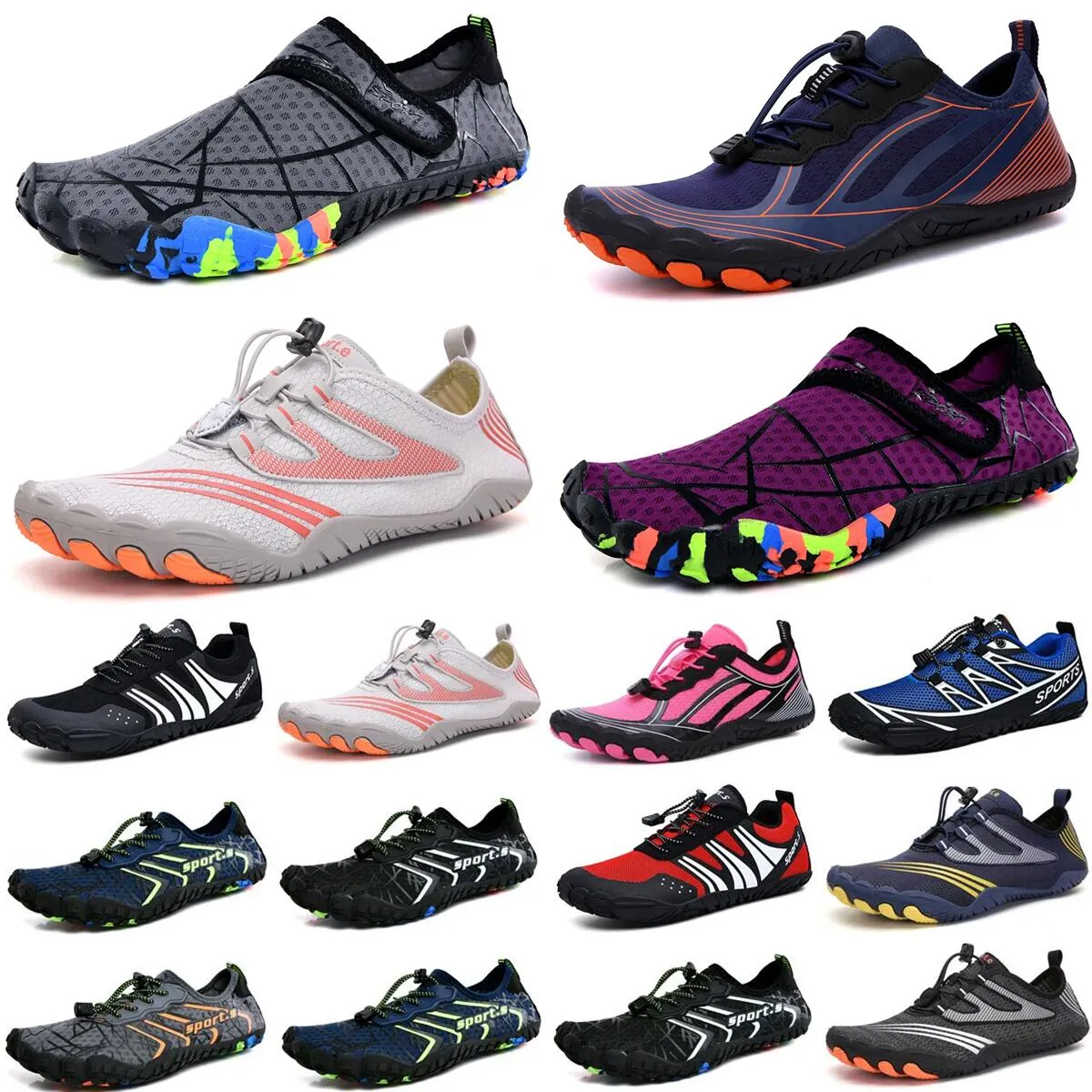 Scarpe da acqua giallo rosa grigio rosso Scarpe da uomo da donna Beach surf mare blu Nuoto Immersioni Outdoor Barefoot Quick-Dry taglia eur 36-45