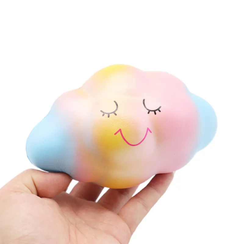 Popular cartoon smiling face, starry sky, color, PU slow rebound simulation, decompression and small cloud vent toys.