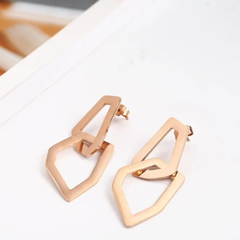 Boucles d'oreilles pendantes goutte d'or Rose pour les femmes bijoux fins accessoires en acier inoxydable mode charme en gros Lots en vrac