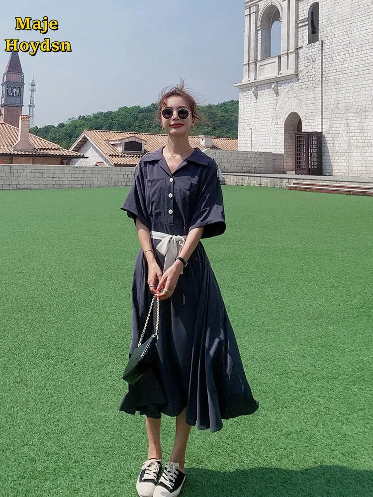 Casual Dresses Maje Hoydsn French Women Maxi Party Long Shirt Elegant Dress In Summer 2023 Vestido Vestidos De Fiesta