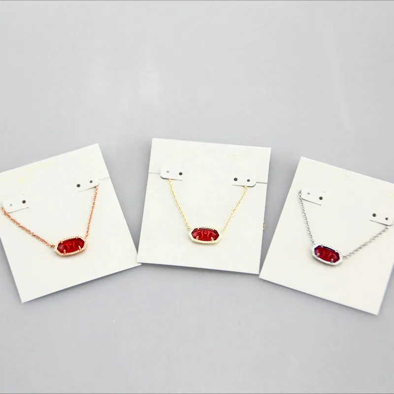 Verre Pierre Couleur Rouge Pendentif Colliers Collier Véritable Plaqué Or 18 Carats Dangles Glitter Bijoux Lettre Cadeau Avec sac à poussière gratuit