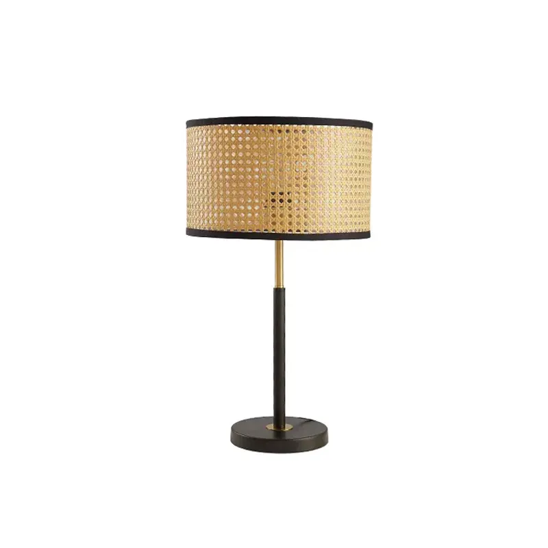 Lâmpada de mesa de estilo japonês luxo vintage exclusivo Rattan Shade mesa