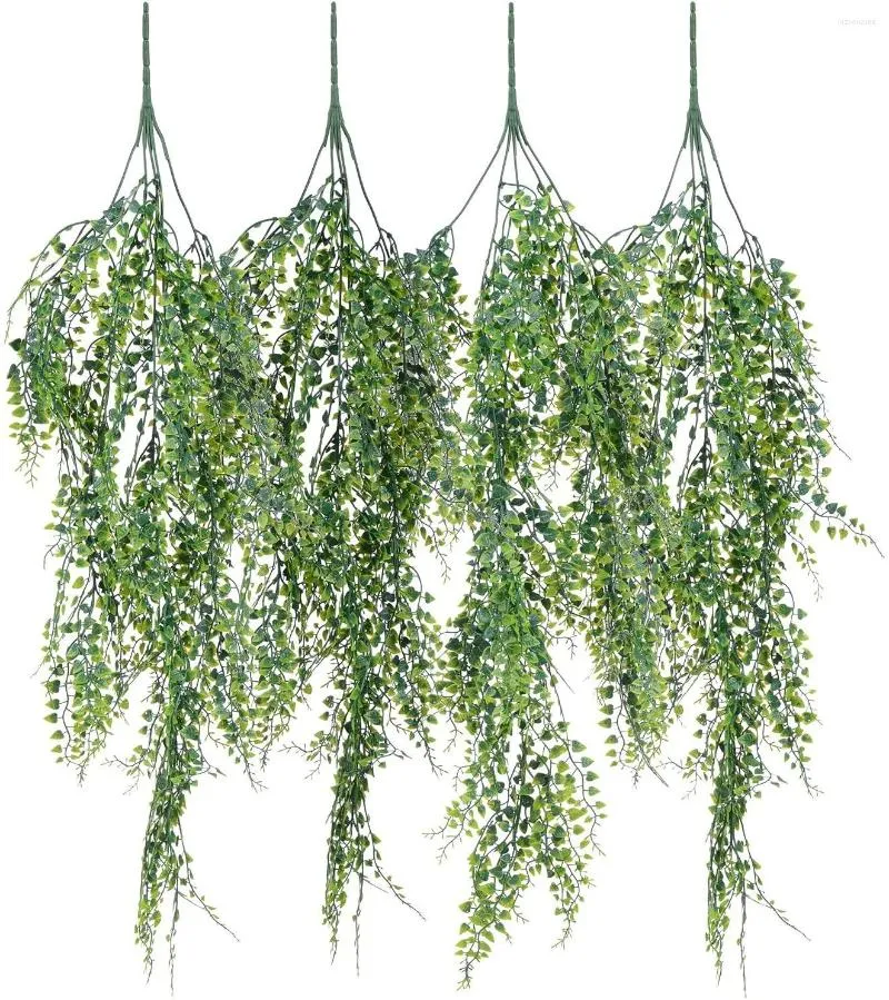 Dekorativa blommor 4 Pack Artificial Wall Hanging Plants Ivy Fake Vine Decor Plastic Greenery For Home Inomhus