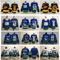 95 Vancouver Canucks Jersey 40 Elias Pettersson 6 Brock Boeser 53 Bo Horvat 22 Daniel Sedin Black 50th Season Stitched Ice Hockey Jerseys