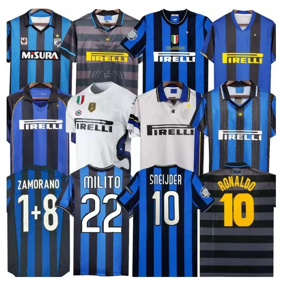 Finale 09 Milito Sneijder Zanetti Retro Soccer Jersey Eto'o Football 97 98 99 01 02 03 Djorkaeff Baggio Adriano Mailand 10 11 07 08 09 Batistuta Inters Zamorano -Uniformen