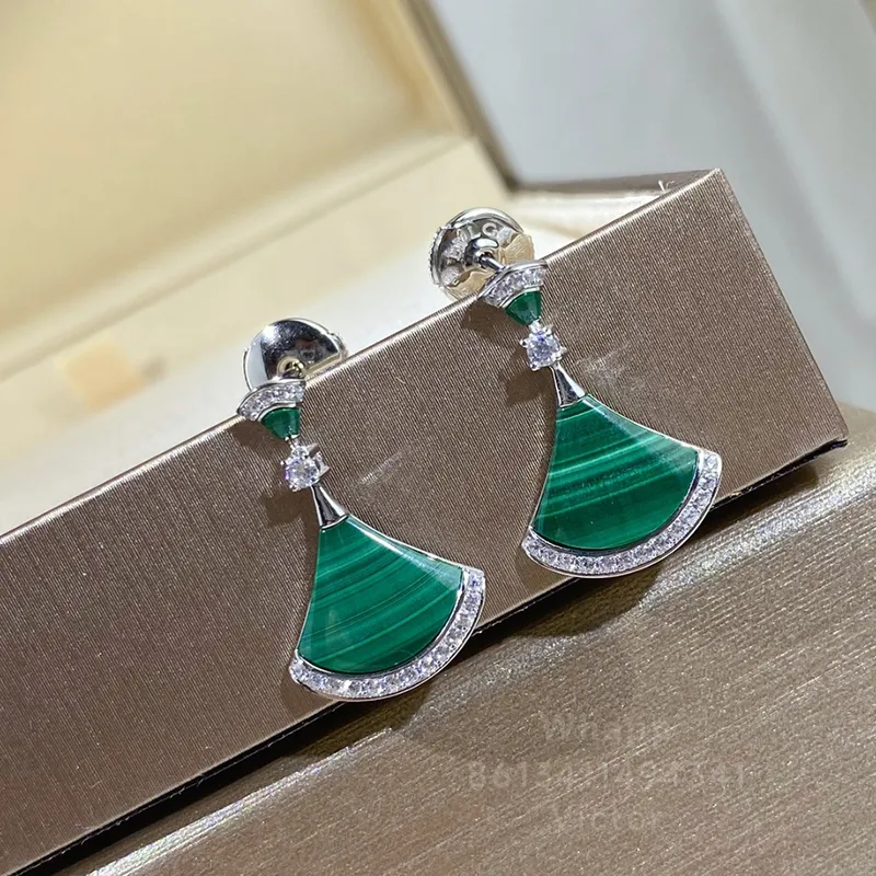 Buigari Small Spirt Series Designer Dangle Kolczyki dla kobiety naturalny Malachite najwyższa liczba biżuterii klasyczny styl rocznicowy prezent 035