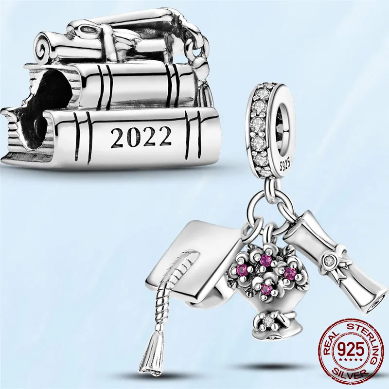 Pandora S925 Sterling Silver Graduation Certificate Charme Hangende sieraden Geschikt voor Bracelet DIY Fashion Jewelry