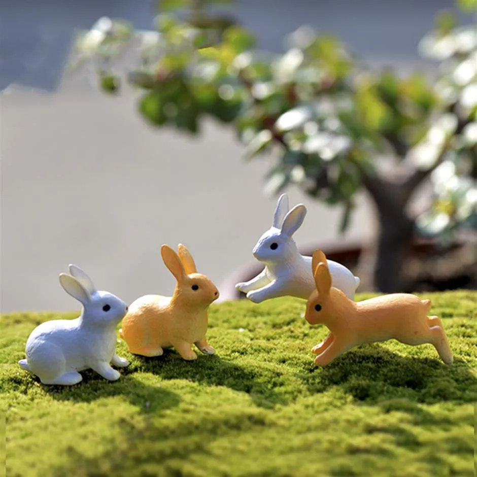 24PCS Easter Rabbit Figures Toys 3 7 3 0 cm Miniaturowa figurka Figurina Fairine Fairy Garden Decoration Micro Krajobraz Toppery KI238T