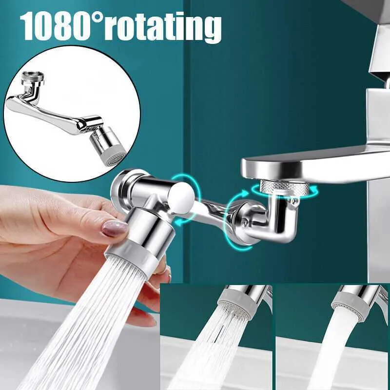 Grifos de cocina Universal 1080 Rotación Extensor Grifo Aireador 2 Modo de agua Plástico Filtro a prueba de salpicaduras Grifos de lavabo Accesorios de baño J230303
