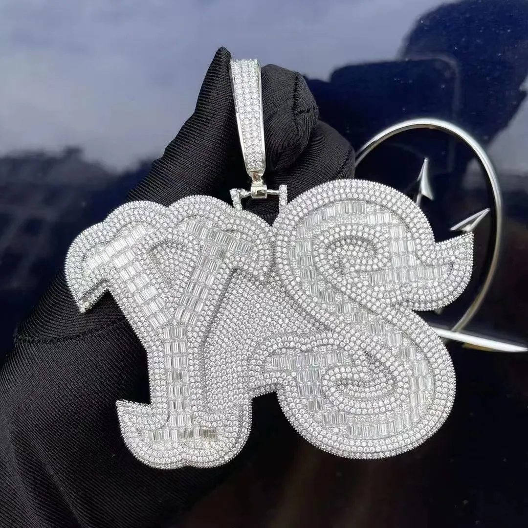 Ciondolo personalizzato placcato oro pieno Bling CZ lettere ciondolo collana con catena di corda da 24 pollici gratuita da 3 mm bel regalo di gioielli