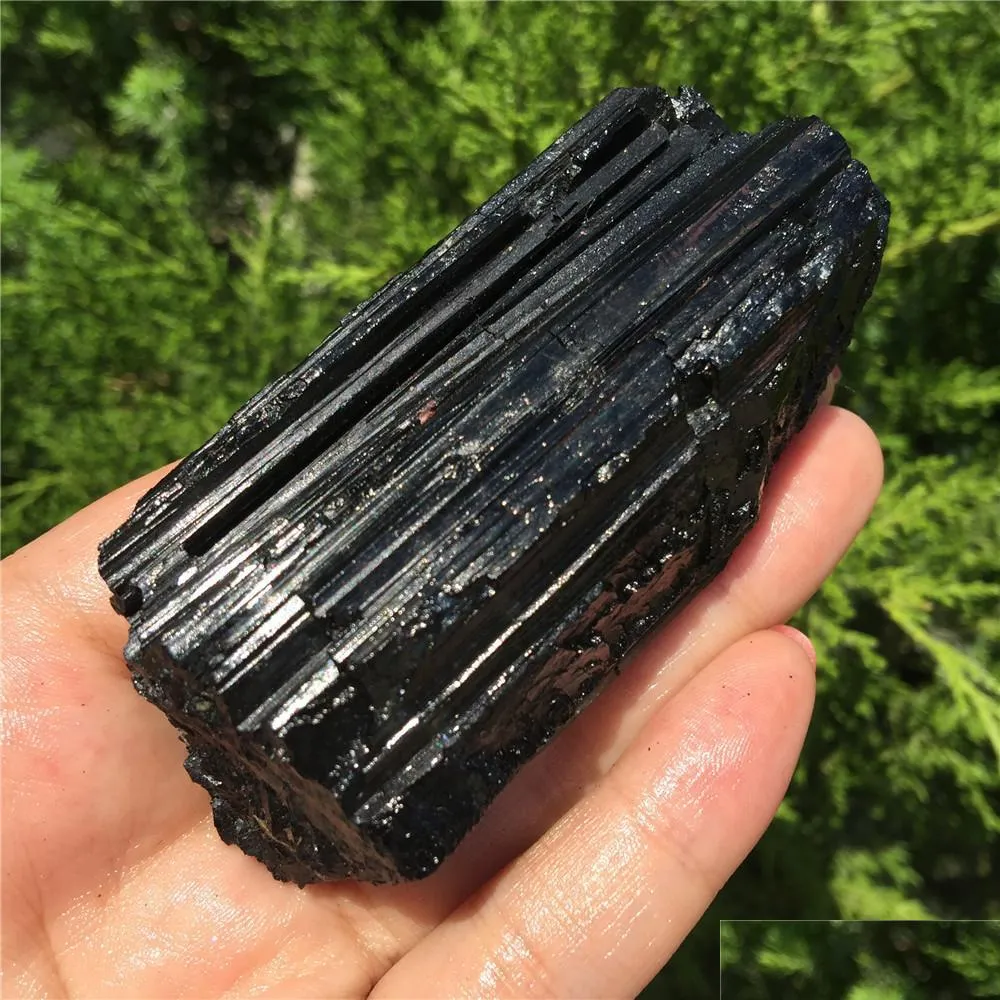 Kunst en ambachten 1 stks natuurlijke zwarte toermalijn kristal edelsteen verzamelobjecten ruw gesteente mineraal exemplaar genezing steen home decor t20 dhuh8