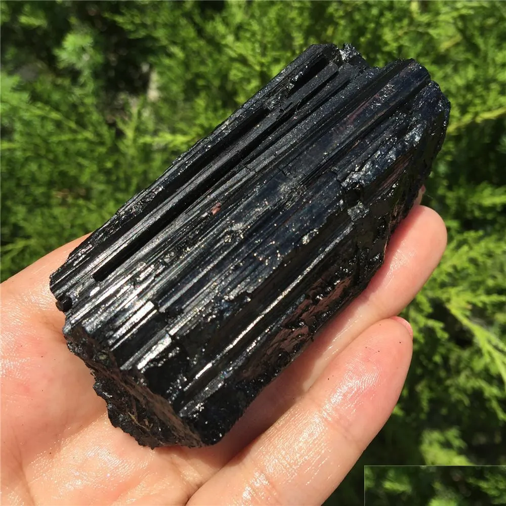 Искусство и ремесла 1pcs Natural Black Tourmaline Crystal Gemstone Collectivals Грубая скала минерала Образец Заживший камень Дом Декор T20 DHUH8