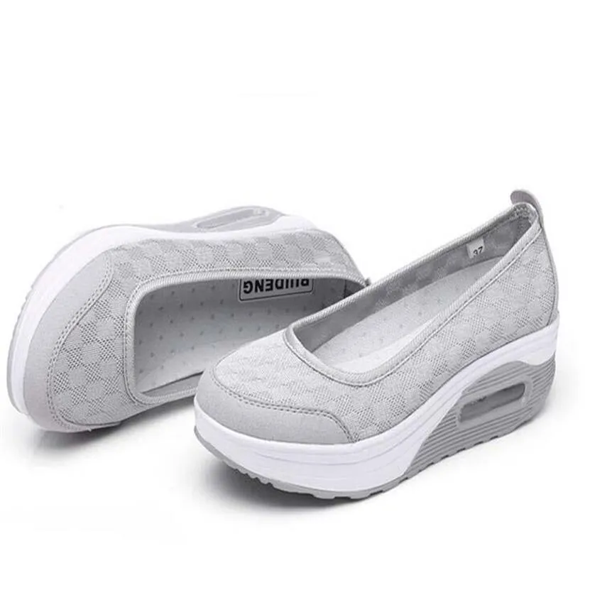 -sual Tenis Shoes Shape Ups thick low heel Woman nurse Fitness Shoes Wedge Swing Shoes moccasins plus size 40 41 42206B