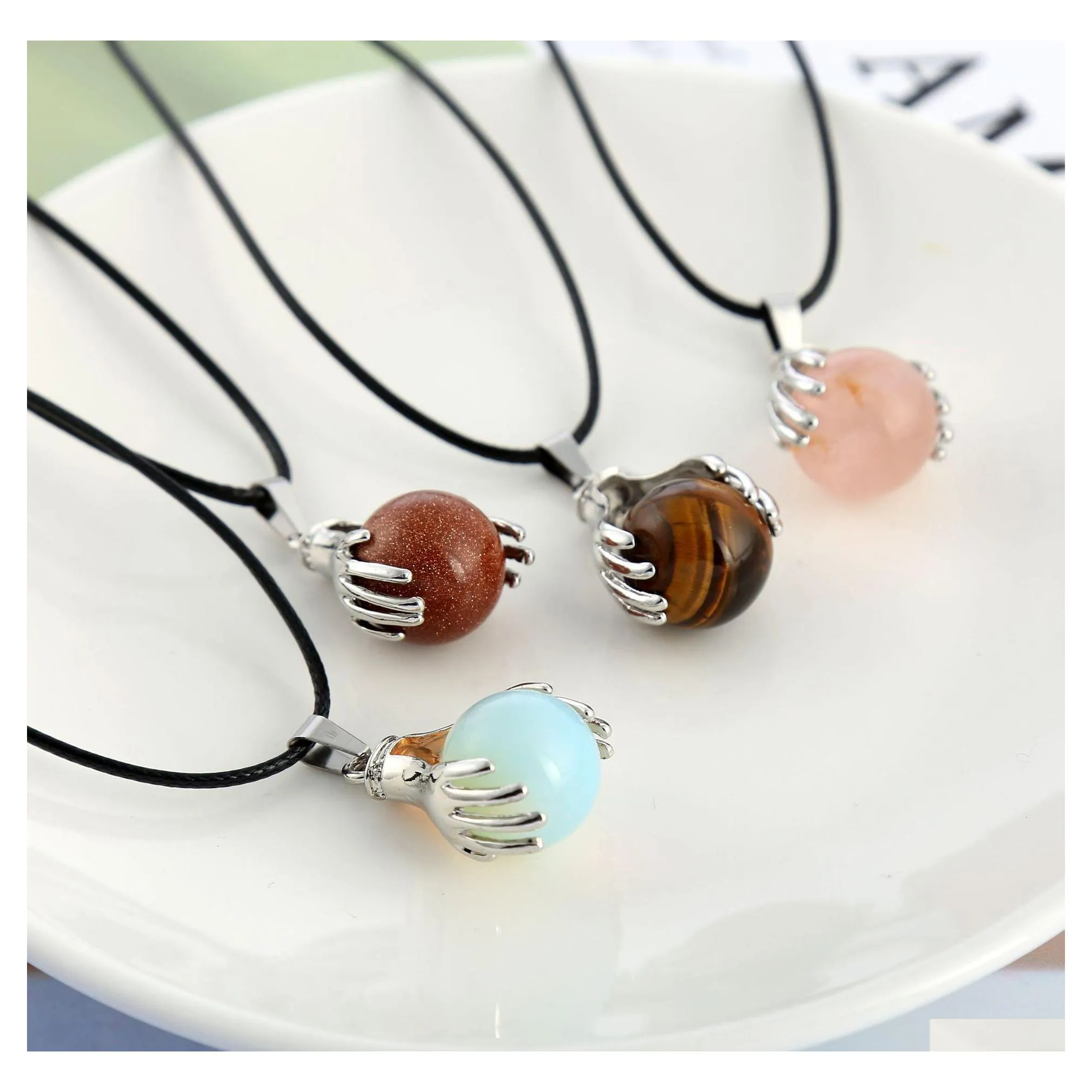 Pendentif Colliers Reiki Guérison Rose Cristal Énergie Tiger Eye Quartz Pierre Corde Chaîne Mode Femmes Hommes Bijoux En Gros Drop Deliv Dhzwd