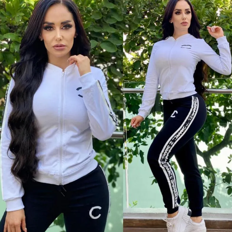 Women s Knitted Tracksuit 2 Piece Set Casual Sports Suit Black White Acrylic Long Sleeve Zipper Closure Ankle Length Yoga Running Tennis