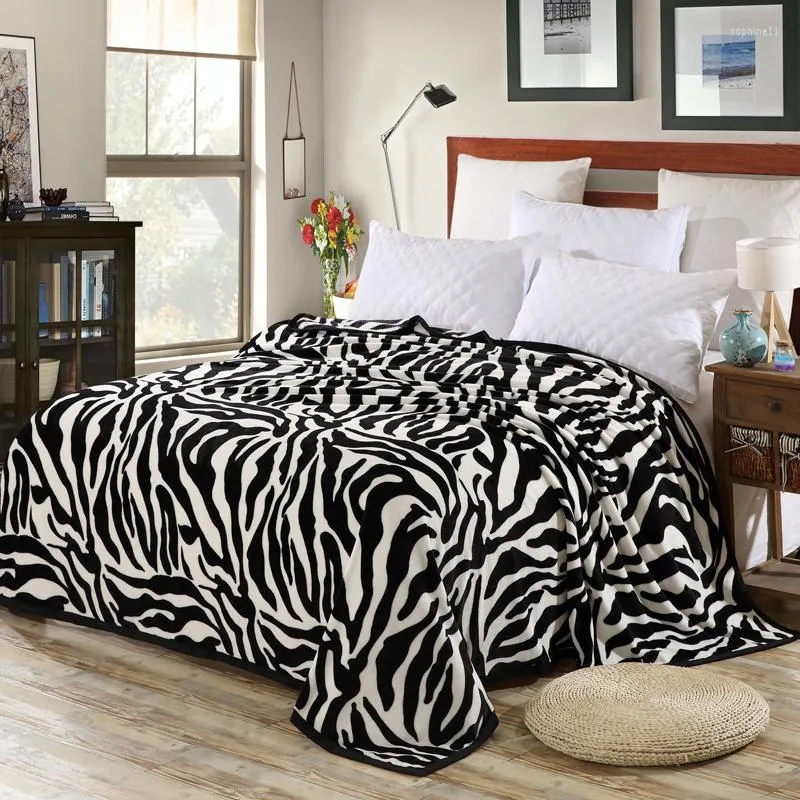 Blankets Super Comfortable Soft Mink Felting Blanket Zebra Striped Pattern Floral Thrown On The Sofa / Bed Travel Breathable