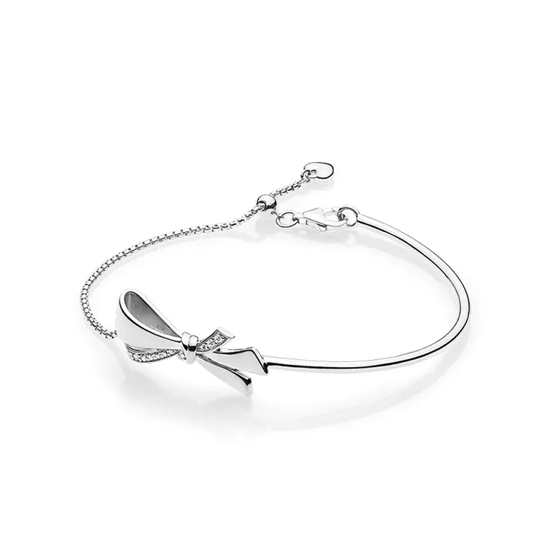 925 Bracelety srebrne kokardki do pandora mody łańcucha ręcznego biżuterii ślubnej dla kobiet dziewczyny projektant prezentu bransoletka z oryginalnym zestawem pudełek
