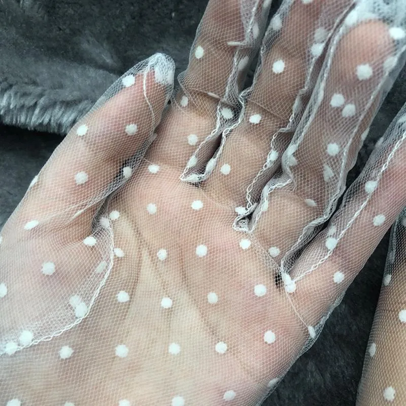 Fünf-Finger-Handschuhe Polka Dot Lace Lange weibliche halbtransparente Mesh-Tüll-Sonnenschutzhandschuhe XX9D