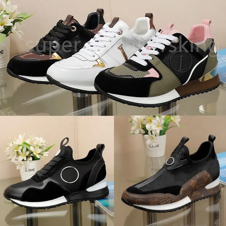 Nya designerskor Classic Run Aways Sneakers Män Kvinnor Luxury Leather Trainers Fashion Rubber Outsole Sneaker Mixed Color Chaussures Original Box Storlek 35-45