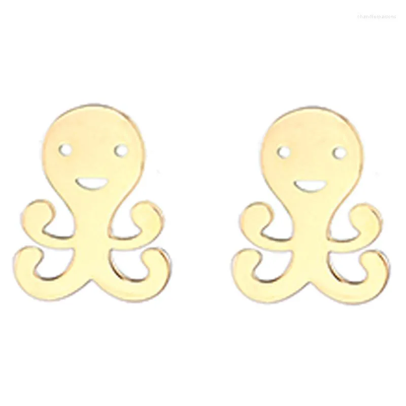 Stud -oorbellen gesneden kleine dier octopus voor vrouwen in roestvrij staal grappig eenvoudig ontwerp zilveren gouden rose kiezen