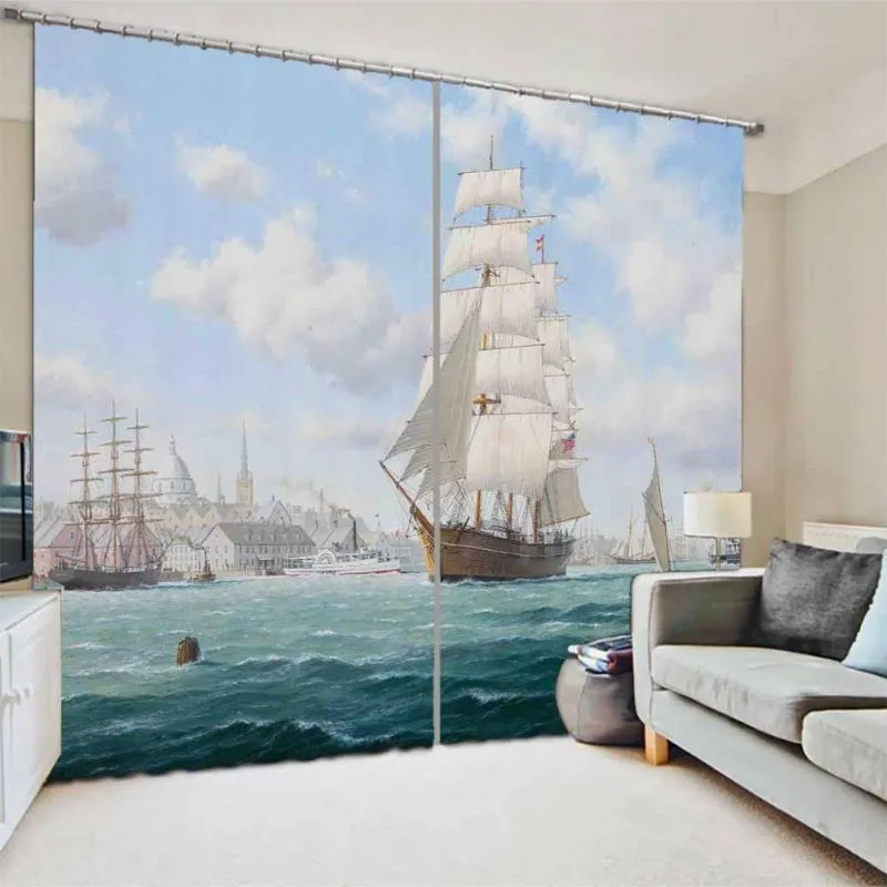 Gordijngordijn Noordse gordijnen Timpel Big Ship voor woonkamer Slaapkamer El Window Mooie decoratie Blackout