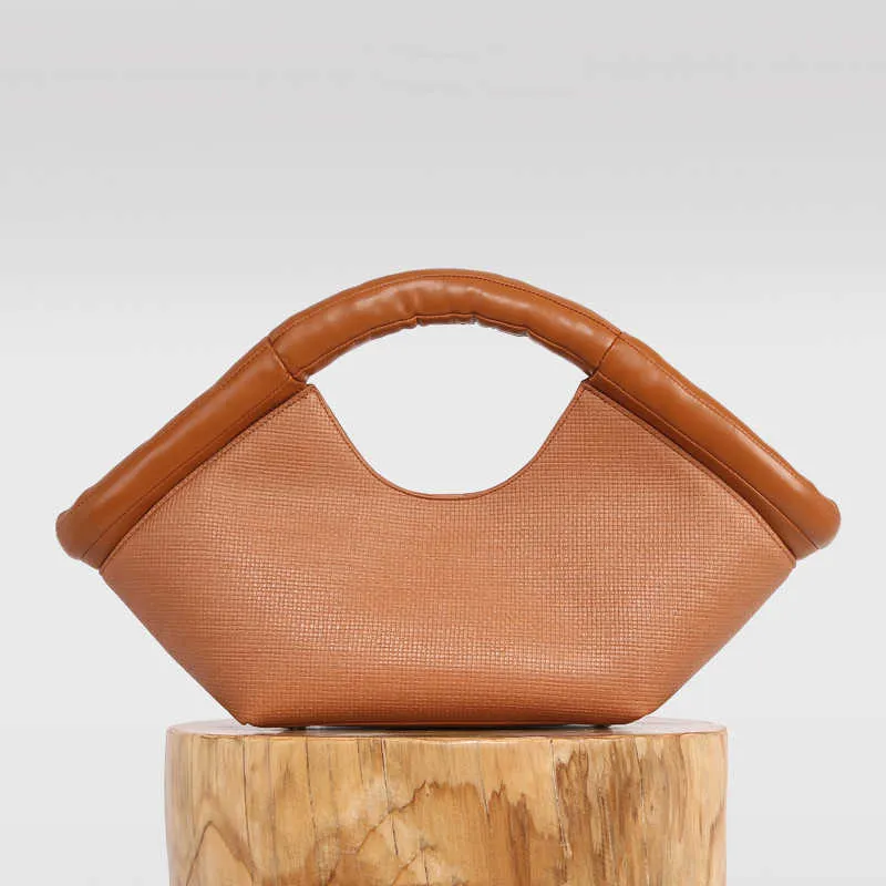 Décontracté Rétro Tendance Couleur Unie Conception En Forme D'éventail Grande Taille Super Grande Capacité Haute Qualité Femmes Chic Épaule Aisselle Sac À Main 230304