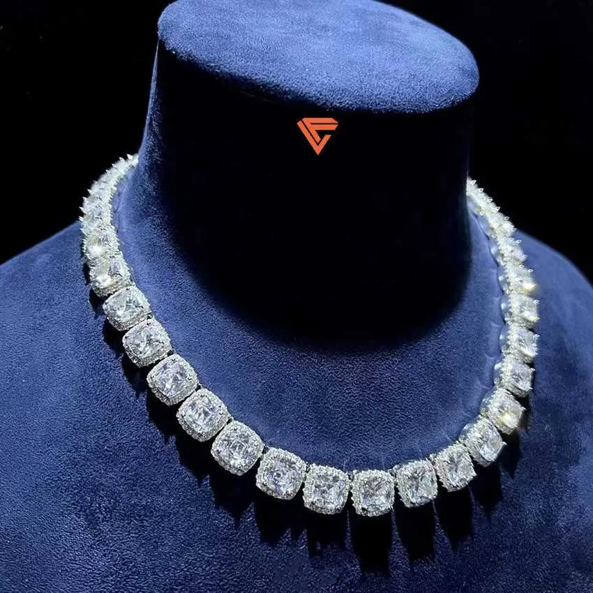 Gra-Zertifikat 10 mm Rock Candy Tenniskette Bestehen Sie den Diamantprüfer Vvs d Moissanit Tenniskette Halskette Iced Out Armband
