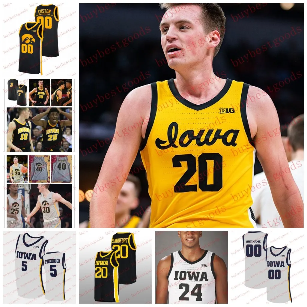 Ed Custom Iowa Hawkeyes Basketball 25 Luc Laketa 11 Tony Perkins 23 Josh Oele 24 Kris Murray 22 Patrick McCaffery 20 Payton Sandfort Jersey