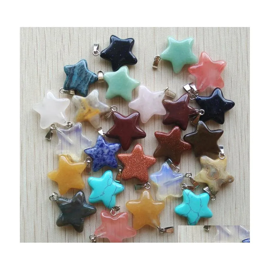 Charms Natural Crystal Five Point Star Kształt Wisendy do biżuterii DIY tworzące hurtowe ustalenia dostarczania Dhsho Dhsho