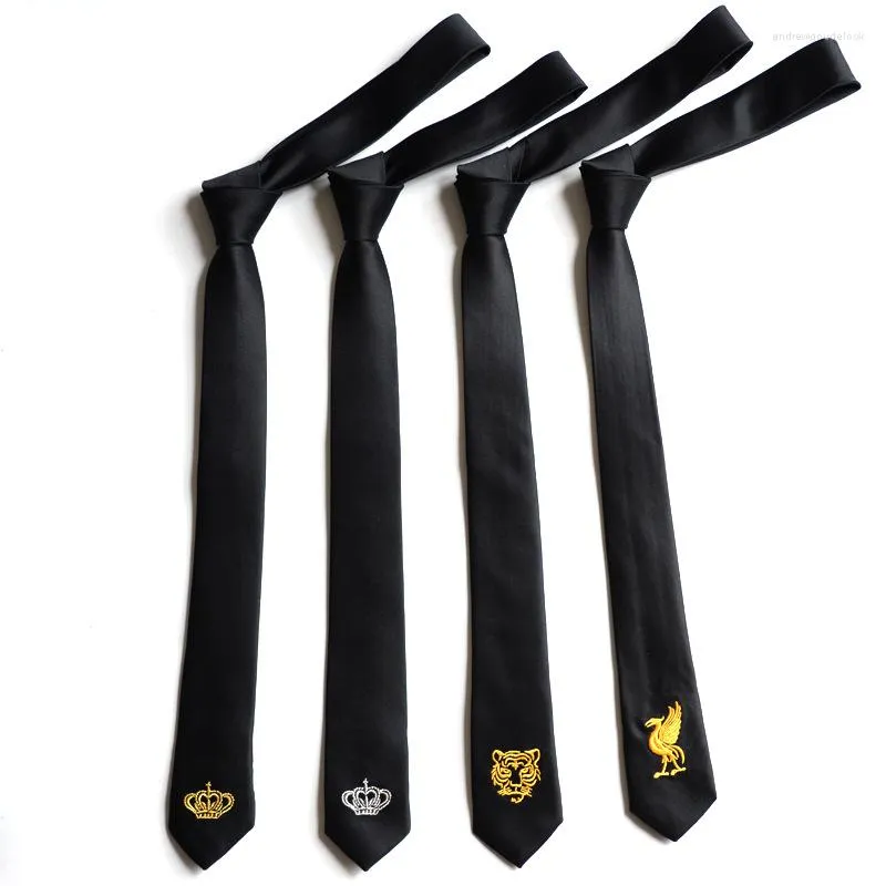 Noeuds papillon 5CM coréen Slim cravate pour homme noir Version brodée de Skinny Jacquard cravate accessoires vêtements quotidiens