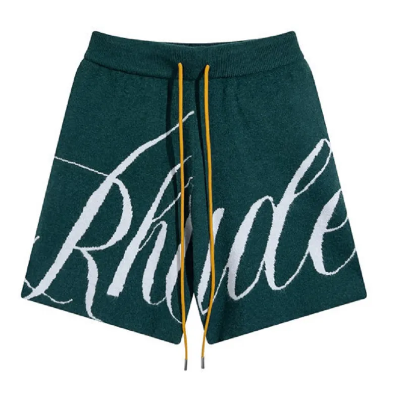 Rhude Shorts Designer Mens Shorts Rhude Lettering Logo Jacquard Sticked Wool Casual Shorts Men Women Sport Running Shorts Home Outdoor Pants Holiday Leisure Shorts