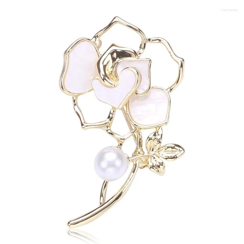 Brooches Pearl Camellia Flower Women's Pins Fashion Jewelry For Wedding Party Clothing Dress Accessories